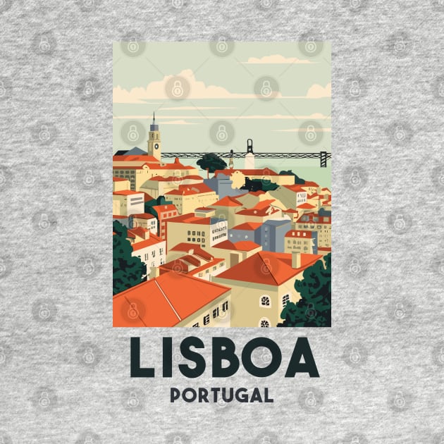 A Vintage Travel Art of Lisbon - Portugal by goodoldvintage